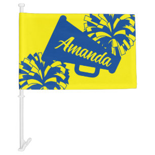 Blue and Yellow Cheerleading Customized Game Day Car Flag