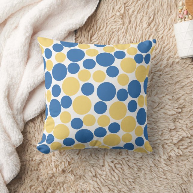 Blue and yellow Circle Pattern Throw Pillow (Blanket)