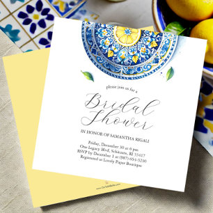 Blue and Yellow Citrus Bridal Shower Invitations