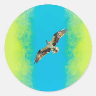 Blue and yellow classic round sticker