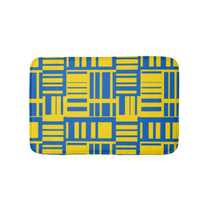 Blue And Yellow Color Line Design Pattern Bath Mat