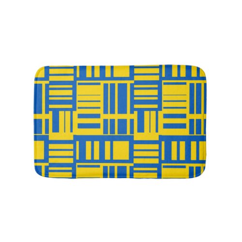 Blue And Yellow Color Line Design Pattern Bath Mat