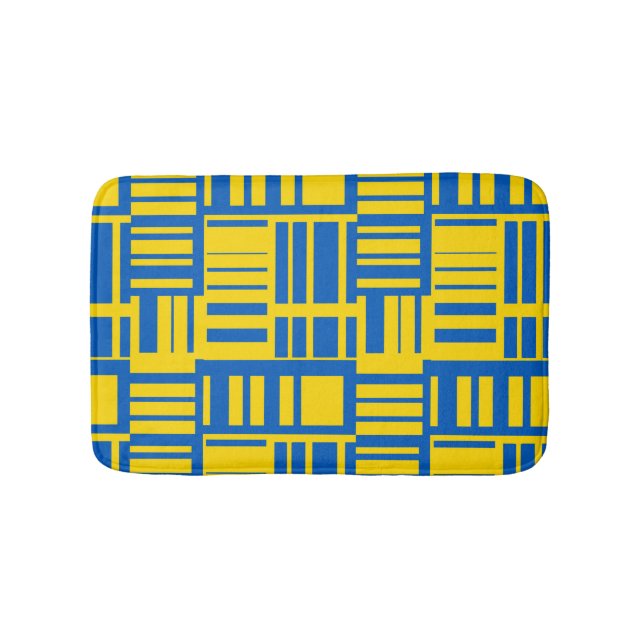 Blue And Yellow Color Line Design Pattern Bath Mat (Front)