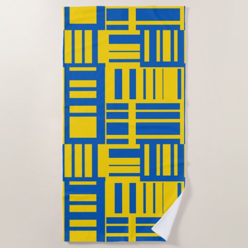 Blue And Yellow Color Line Design Pattern Beach Towel