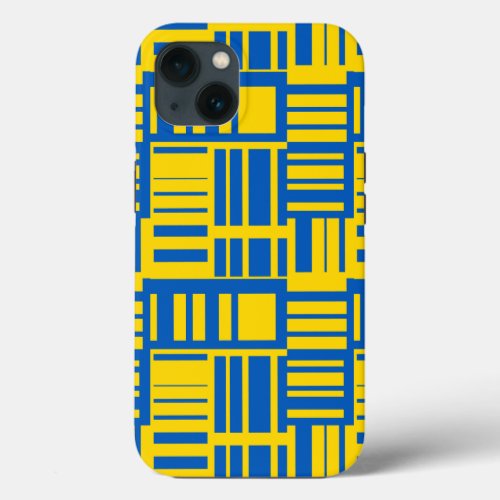 Blue And Yellow Color Line Design Pattern iPhone 13 Case
