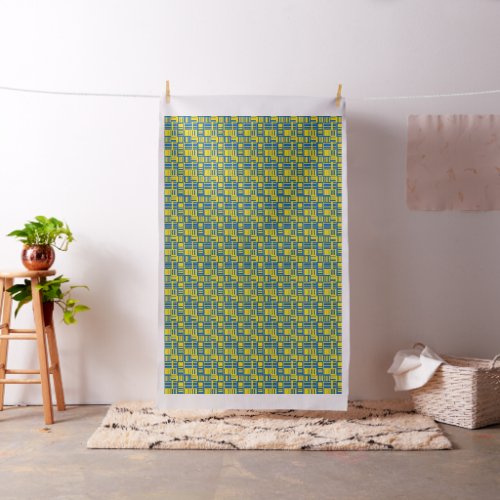 Blue And Yellow Color Line Design Pattern Fabric