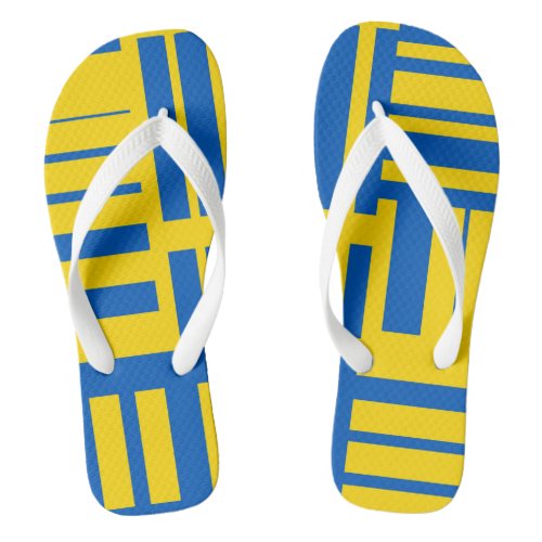 Blue And Yellow Color Line Design Pattern Flip Flops