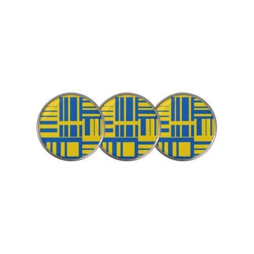 Blue And Yellow Color Line Design Pattern Golf Ball Marker