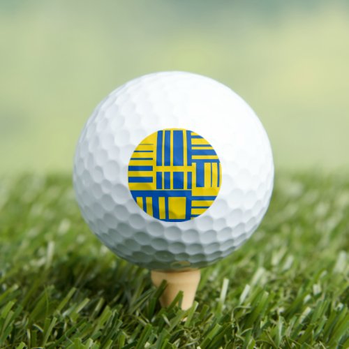Blue And Yellow Color Line Design Pattern Golf Balls