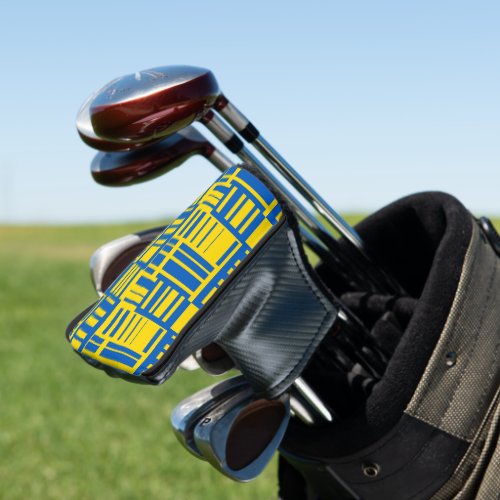 Blue And Yellow Color Line Design Pattern Golf Head Cover