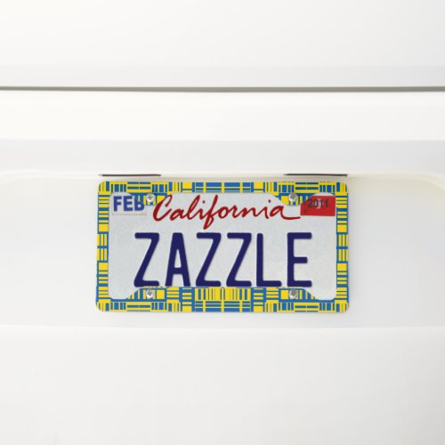 Blue And Yellow Color Line Design Pattern License Plate Frame