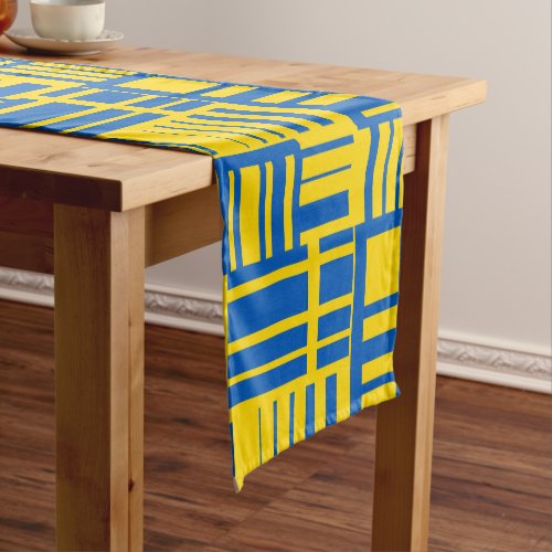 Blue And Yellow Color Line Design Pattern Short Table Runner