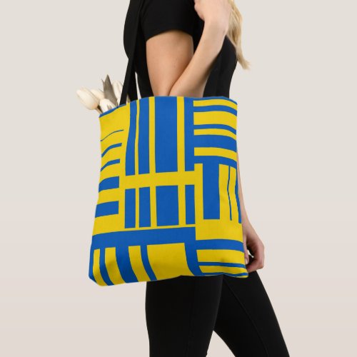 Blue And Yellow Color Line Design Pattern Tote Bag