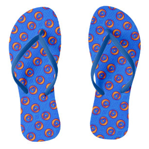 Blue and Yellow COOL pattern Flip Flops