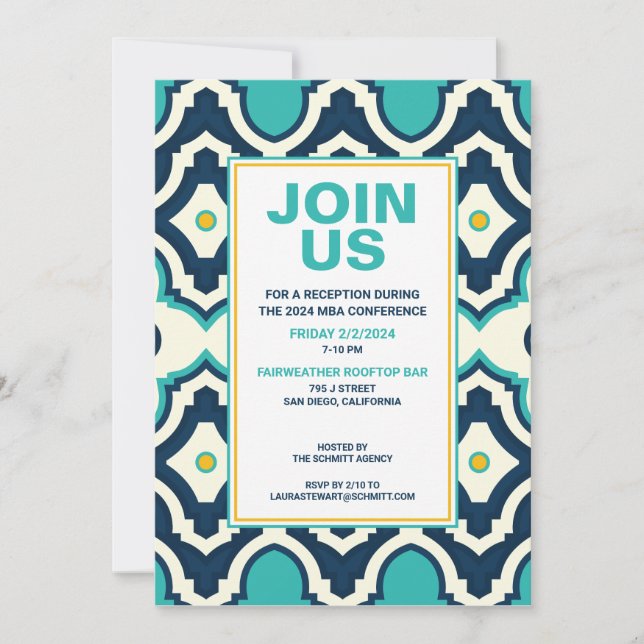 Blue and Yellow Corporate Event Invitation (Front)