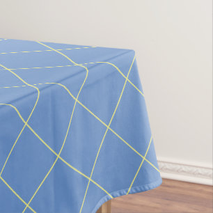Blue and yellow, country, lattice pattern cotton tablecloth