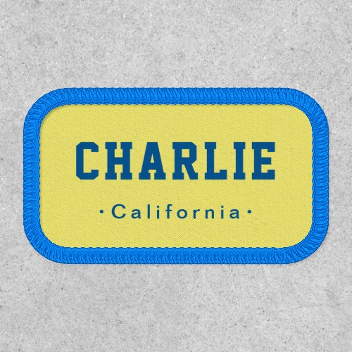 Blue and yellow custom name patches