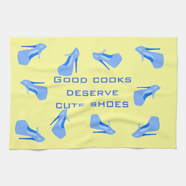 Blue and Yellow Cute Shoes Kitchen Towel (Horizontal)