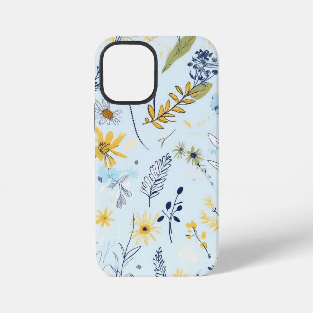 Blue and Yellow Daisy Pattern iPhone Case (Back)
