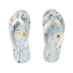 Blue and Yellow Daisy Pattern Kid&#39;s Flip Flops