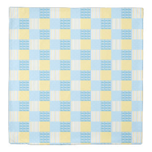 Blue and yellow daisy quilt squares duvet cover