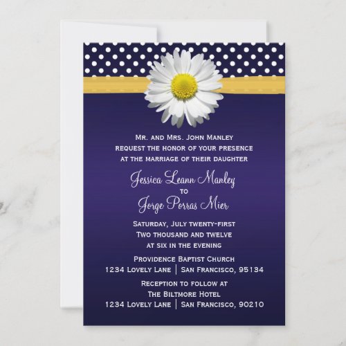 Blue and Yellow Daisy Wedding Invitation