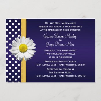 Blue And Yellow Daisy Wedding Invitation by party_depot at Zazzle