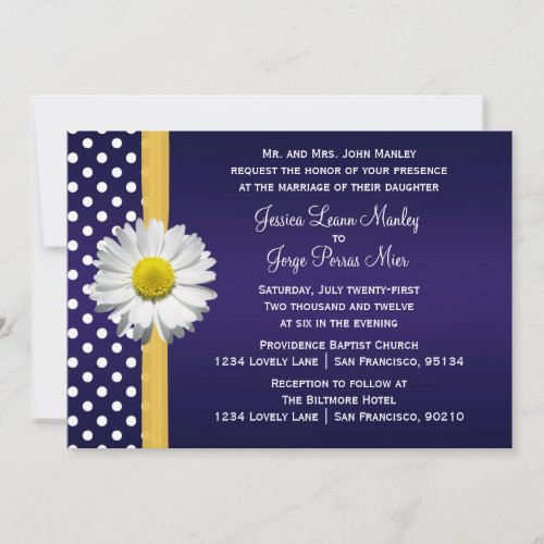 Blue and Yellow Daisy Wedding Invitation