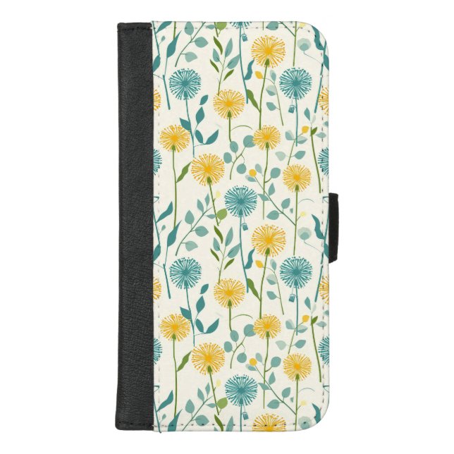 Blue and Yellow Dandelion  iPhone Wallet Case (Front)