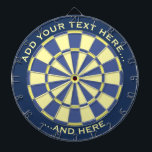 Blue and Yellow Dartboard with custom text<br><div class="desc">Dartboard in blue and yellow and two custom text areas.</div>
