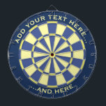 Blue and Yellow Dartboard with custom text<br><div class="desc">Dartboard in blue and yellow and two custom text areas.</div>