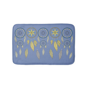 Blue and Yellow Dream Catchers Bath Mat