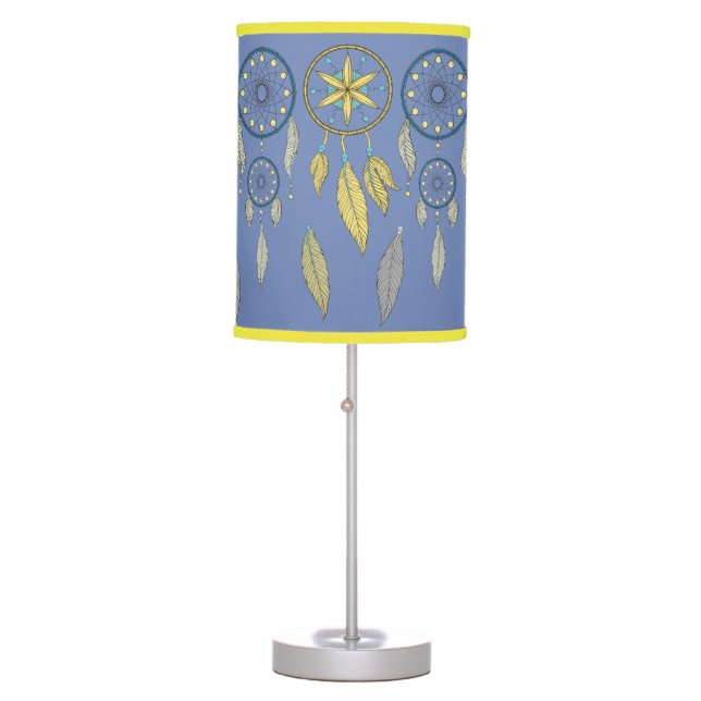 Blue and Yellow Dream Catchers Table Lamp (Front)