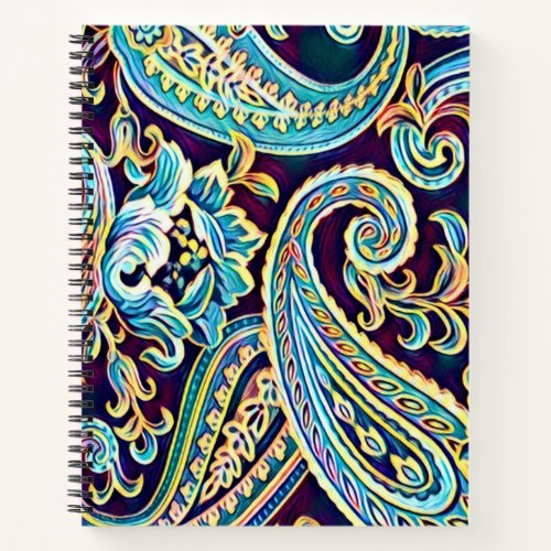 Blue and Yellow Dream Vintage Paisley Notebook