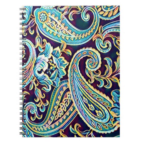 Blue and Yellow Dream Vintage Paisley Notebook