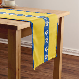 Blue and Yellow Edelweiss Floral Short Table Runner
