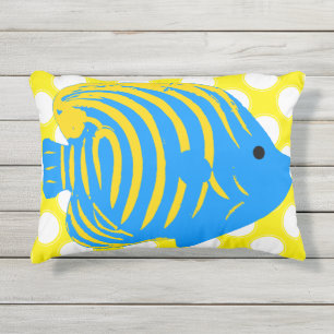 Blue and Yellow Fish Outdoor Pillow