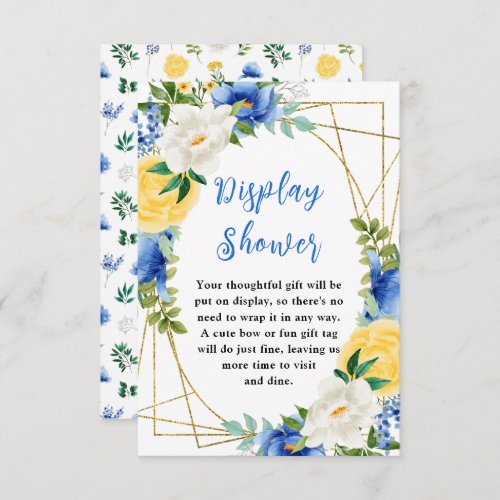 Blue and Yellow Floral Baby Display Shower Enclosure Card