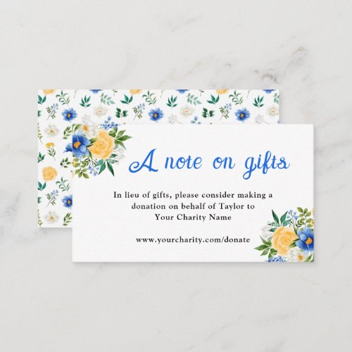 Blue and Yellow Floral Birthday Note On Gifts Enclosure Card