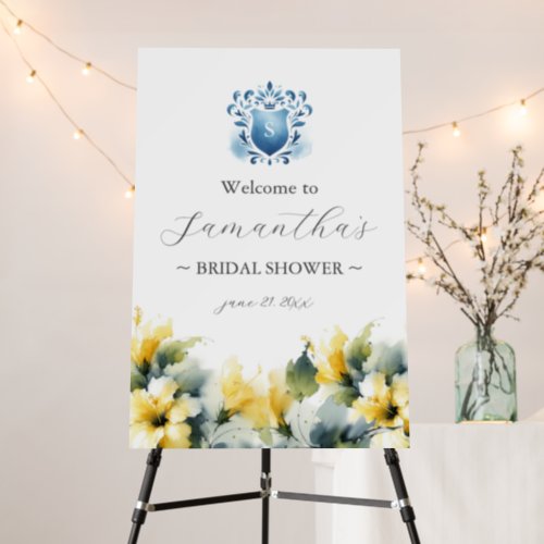 Blue and Yellow Floral Bridal Shower Welcome Signs