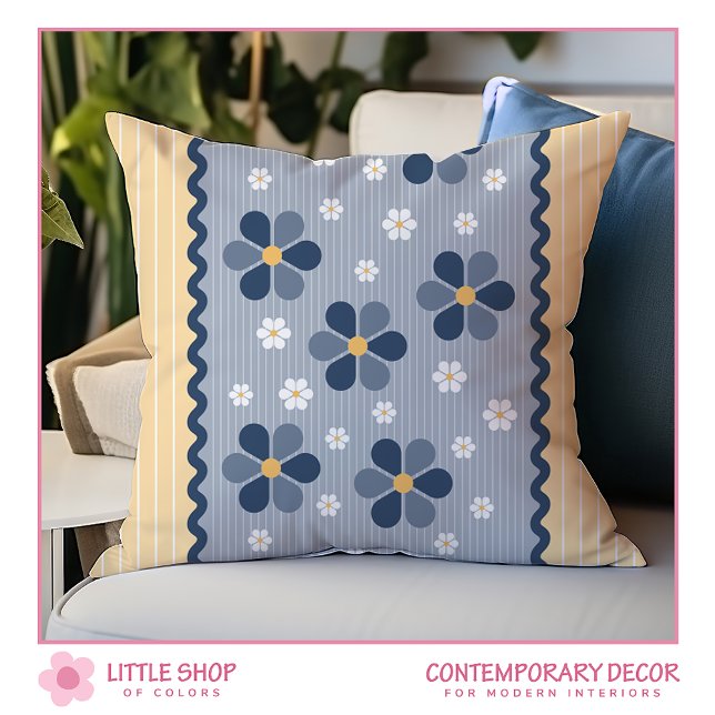 Blue and Yellow Floral Pillow (Creator Uploaded)
