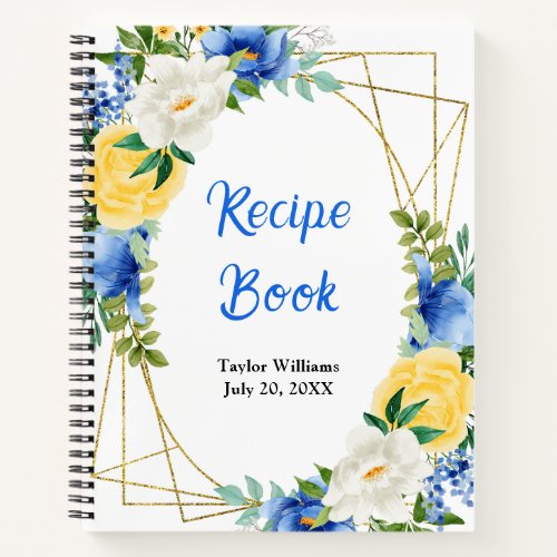 Blue and Yellow Floral Recipe Book