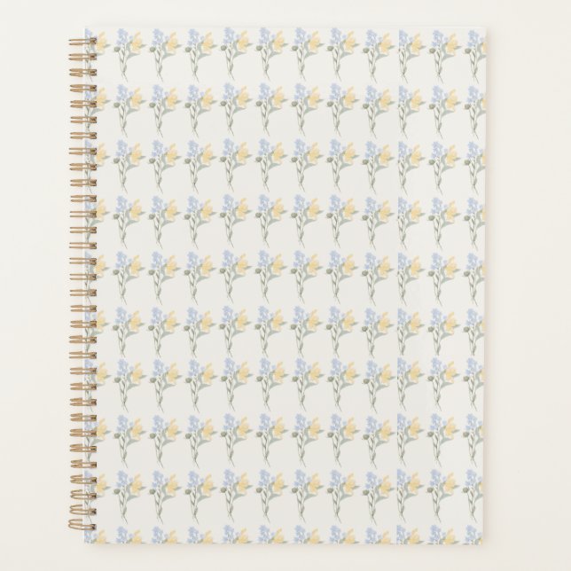 Blue and Yellow Floral Spiral Notebook (Front)