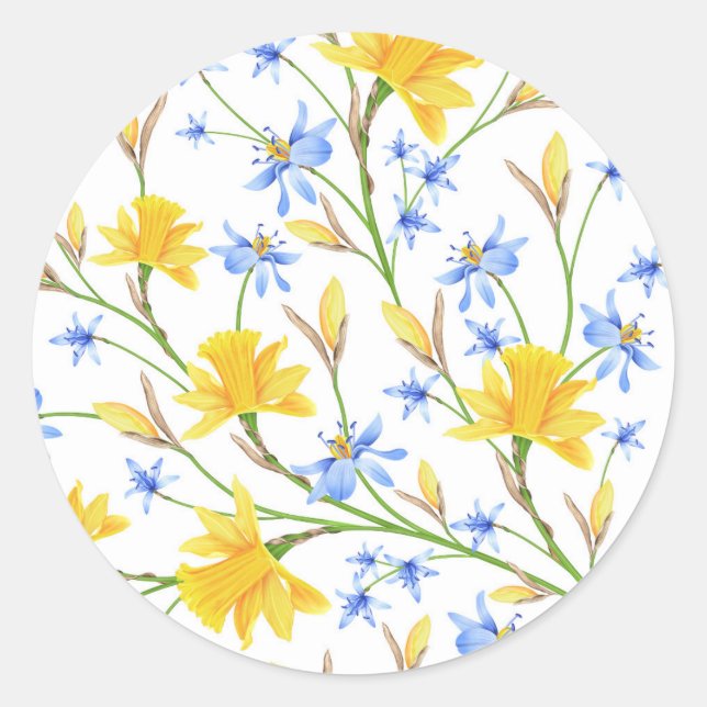 Blue and Yellow Floral Sticker (Front)