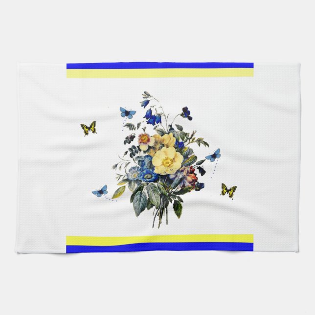 blue and yellow floral towel (Horizontal)