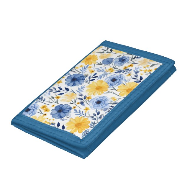 Blue and Yellow Floral Trifold Wallet (Bottom)