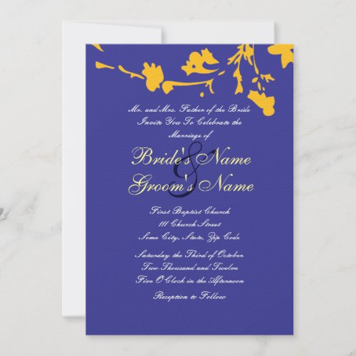Blue and Yellow Floral Wedding Invitation