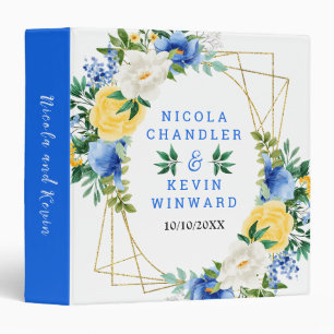 Blue and Yellow Floral Wedding Photo Album 3 Ring Binder