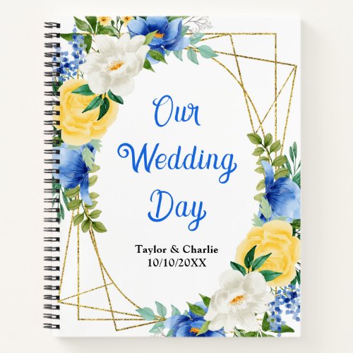 Blue and Yellow Floral Wedding Planner Notebook