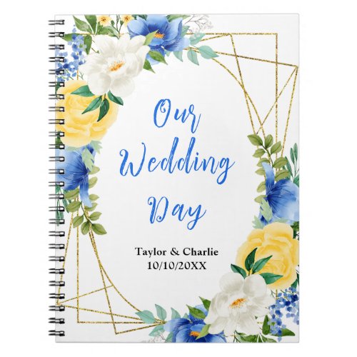 Blue and Yellow Floral Wedding Planner Notebook